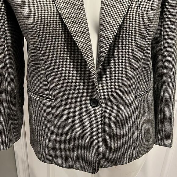 H.W.LTD wool black & white check one button vintage blazer size 14 - Picture 4 of 9